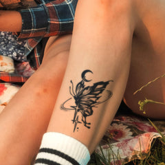 Moon Moth Stars Y2K Aesthetic Temporary Tattoo