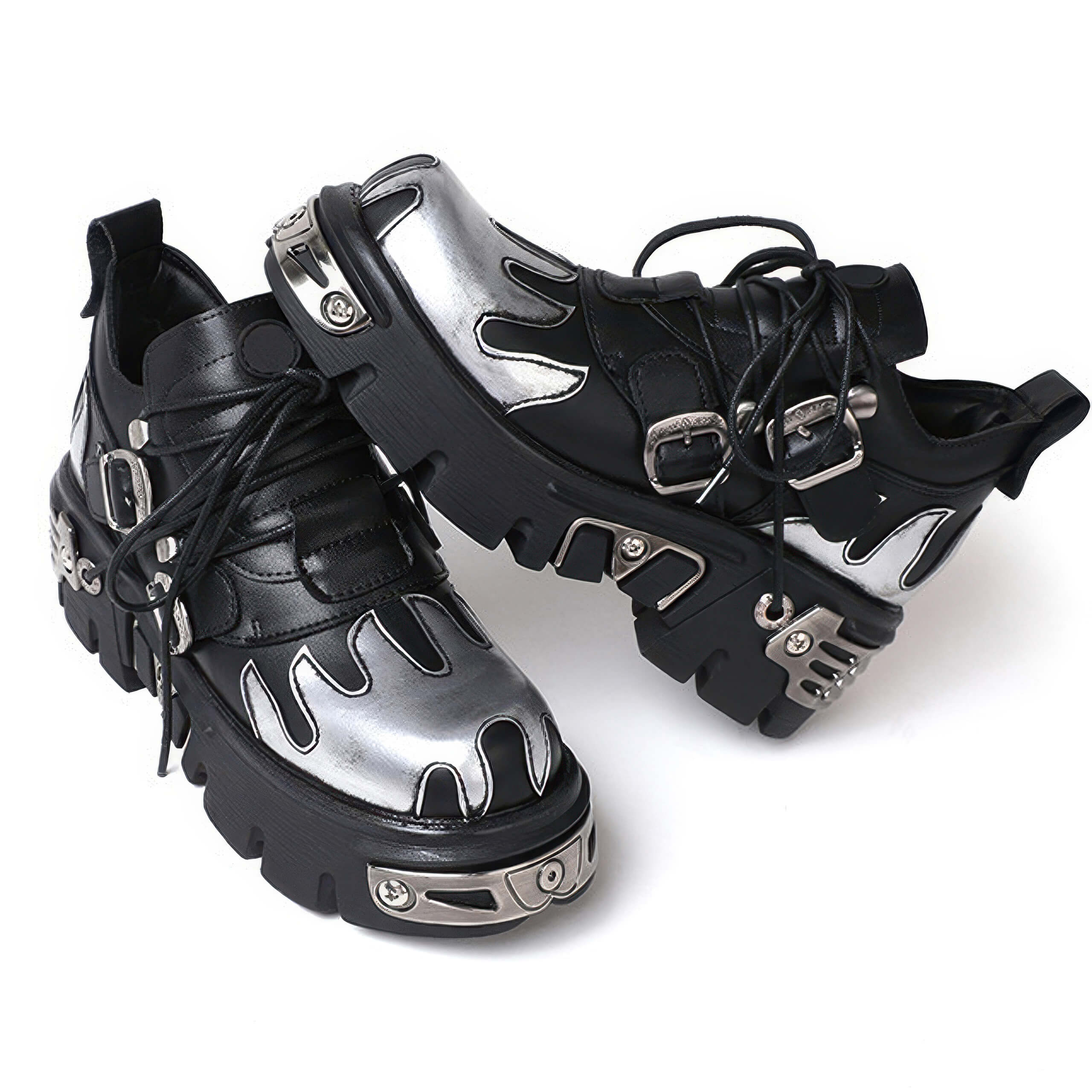 New Rock Platform Boots Metallic M-992-S2 Unisex - Silver