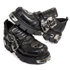 New Rock Platform Boots Metallic M-992-S2 Unisex - Black