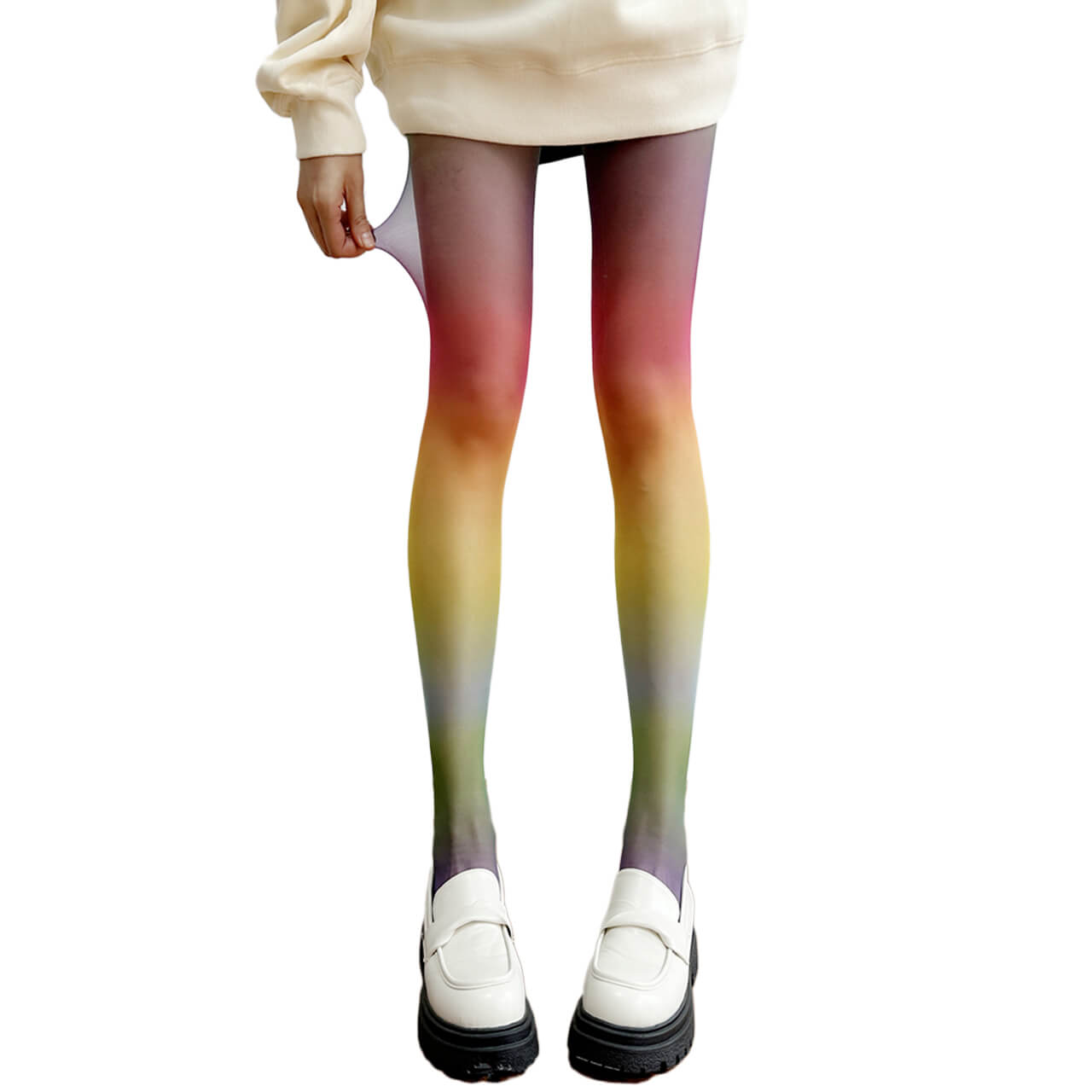 Rainbow Color Gradient Y2K Tights for Women