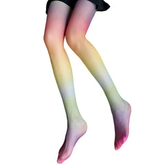 Rainbow Color Gradient Y2K Tights for Women