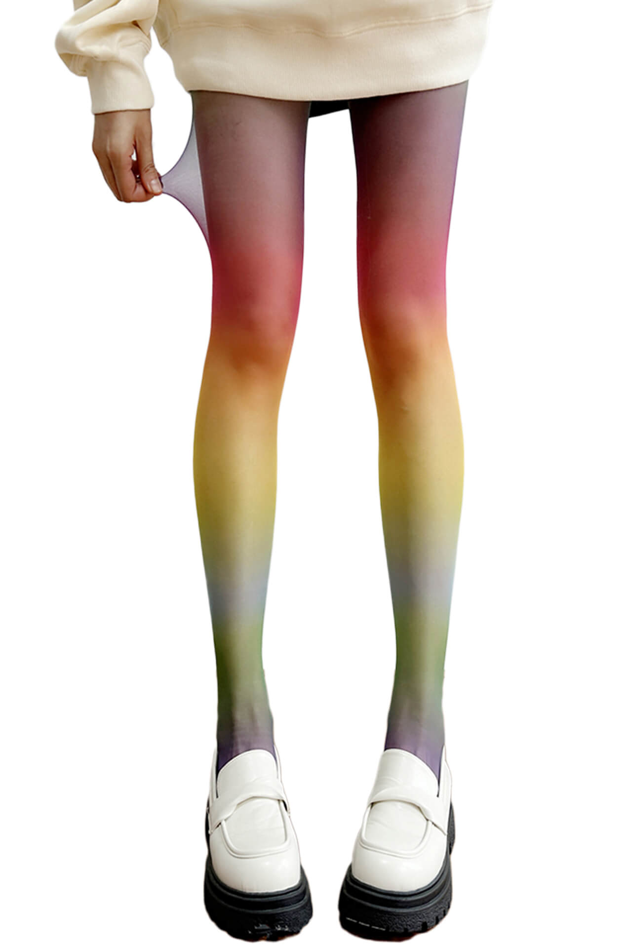 Rainbow Color Gradient Y2K Tights for Women