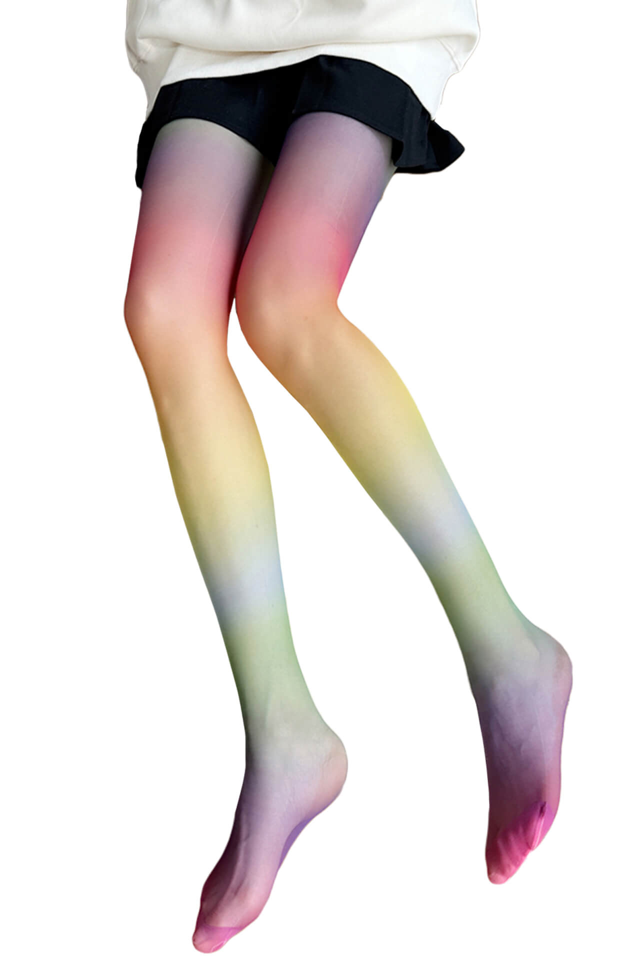 Rainbow Color Gradient Y2K Tights for Women