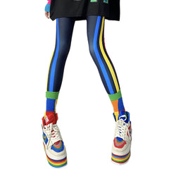 Retro Rainbow Vertical Color Lines Y2K Leggings