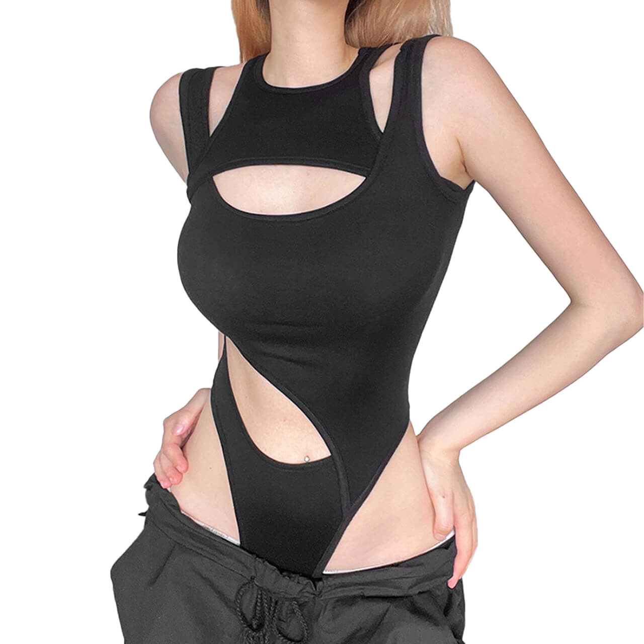 Subversive Side Cuts Y2K Aesthetic Bodysuit