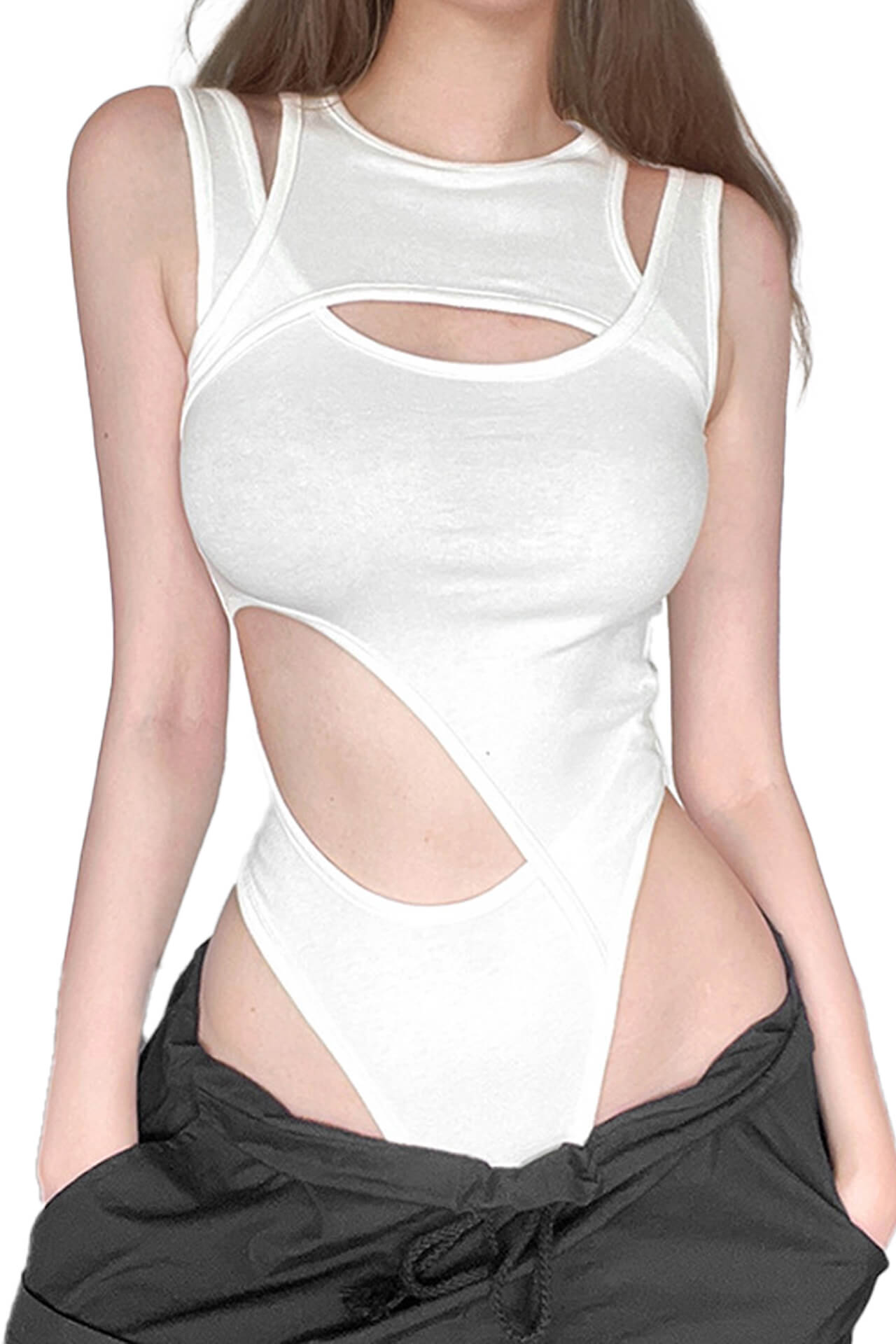 Subversive Side Cuts Y2K Aesthetic Bodysuit