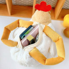 Silly Squint Eyes Chicken Plush Toy Handbag