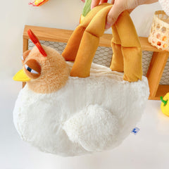 Silly Squint Eyes Chicken Plush Toy Handbag