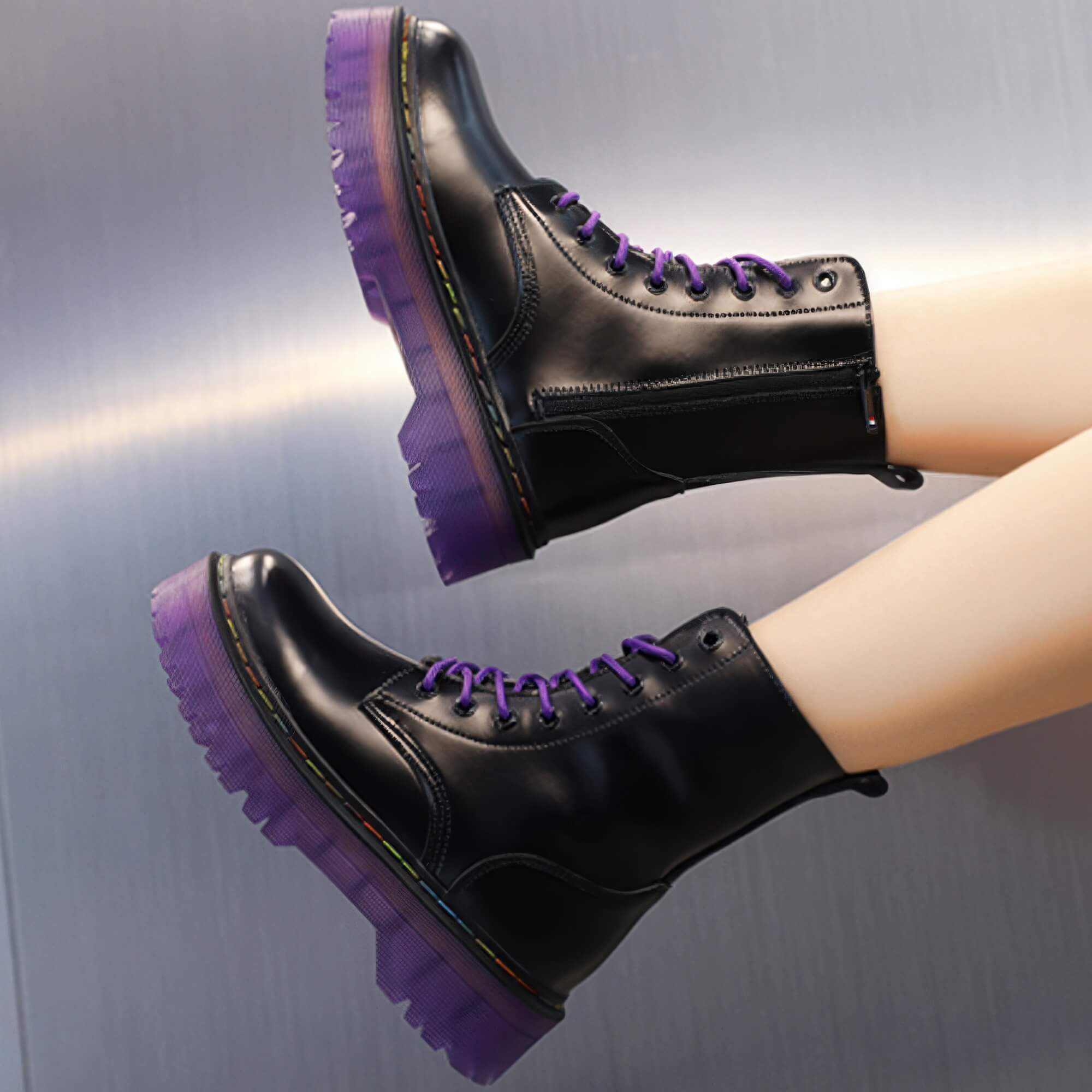 Thick Purple Sole High Ankle Unisex Alternative Boots