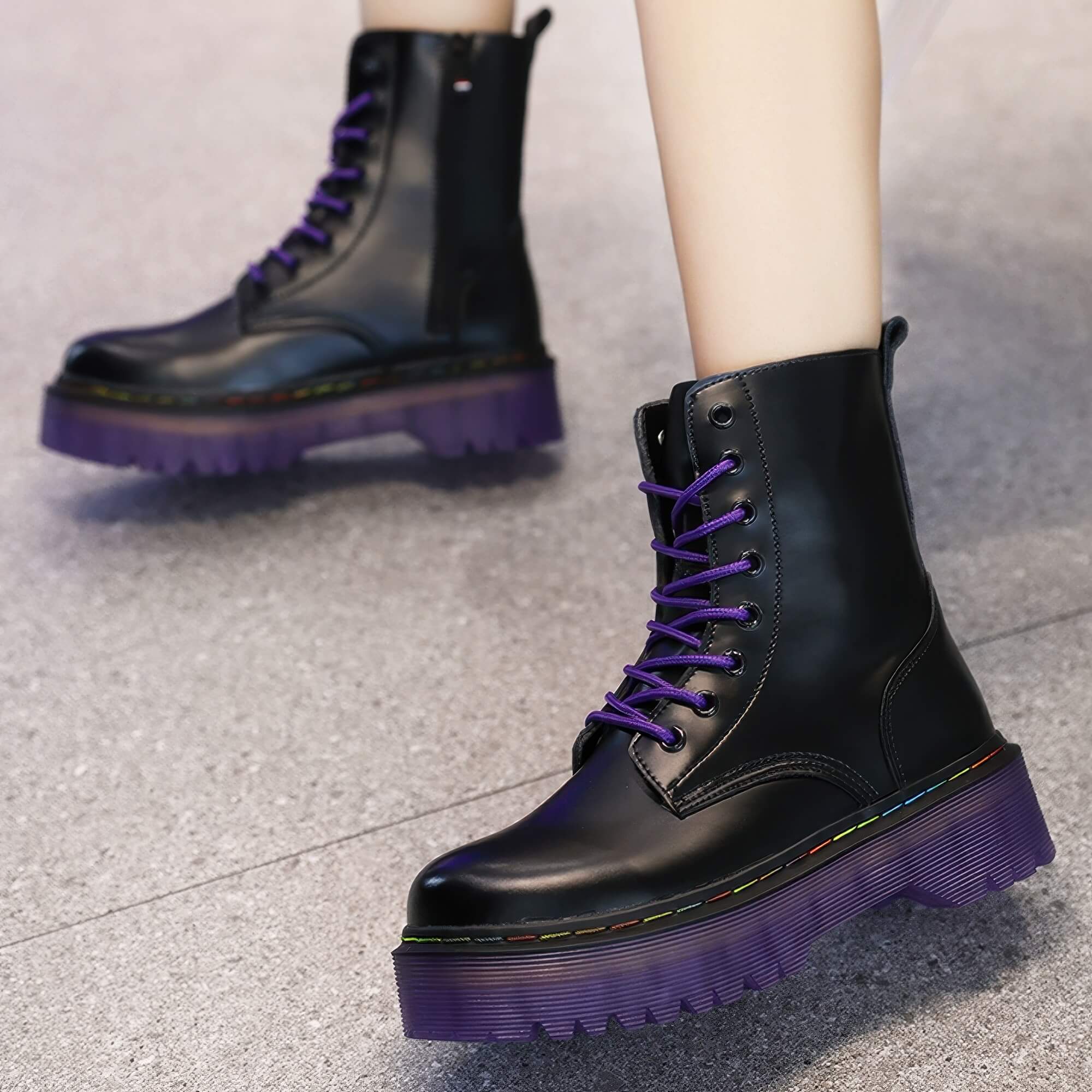 Thick Purple Sole High Ankle Unisex Alternative Boots