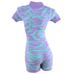 Trippy Y2K Purple Design Knitted Romper for Women