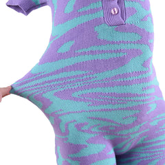 Trippy Y2K Purple Design Knitted Romper for Women