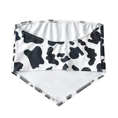 Y2K Aesthetic Cow Print Tube Top