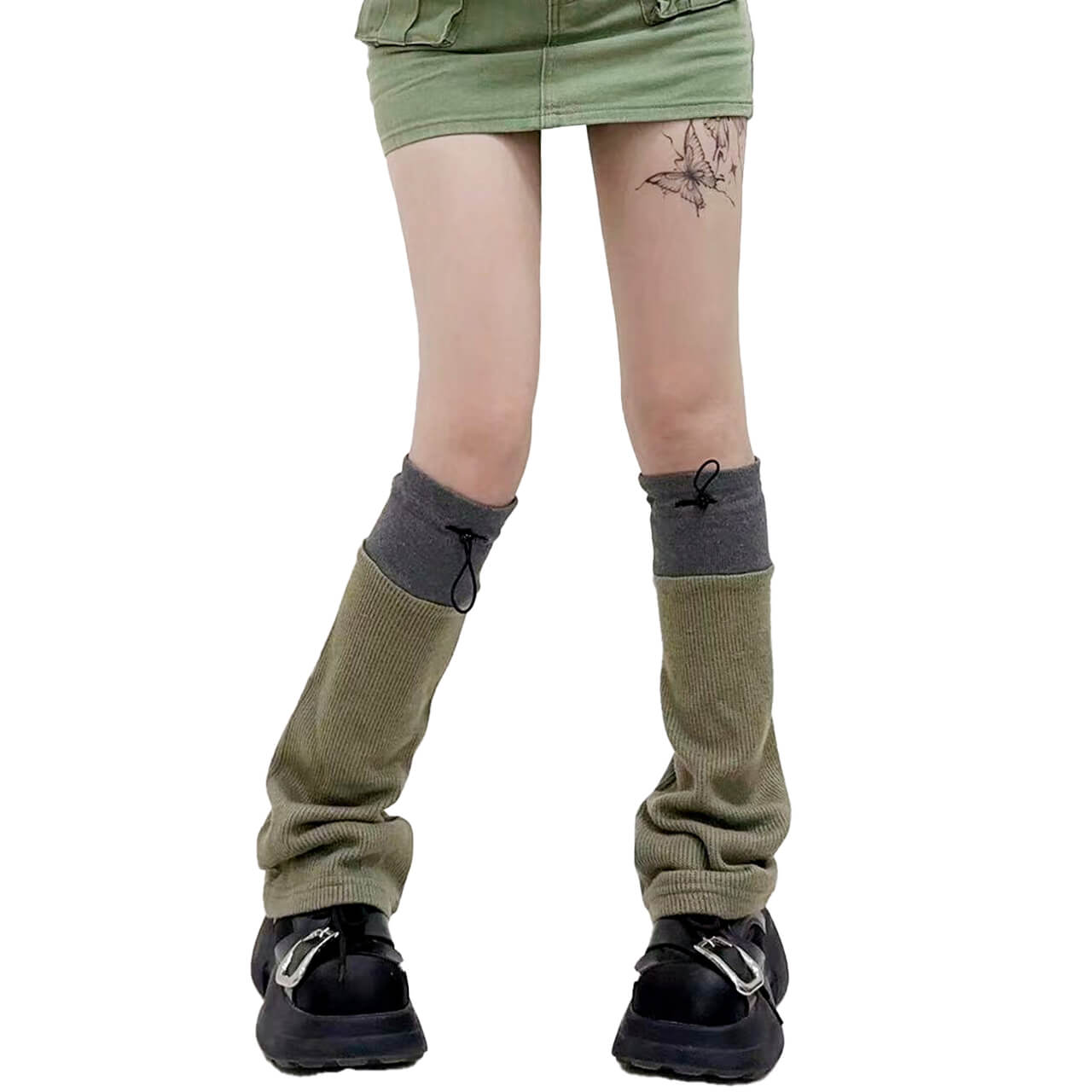 Y2K Fairy Grunge Dark Green Leg Warmers