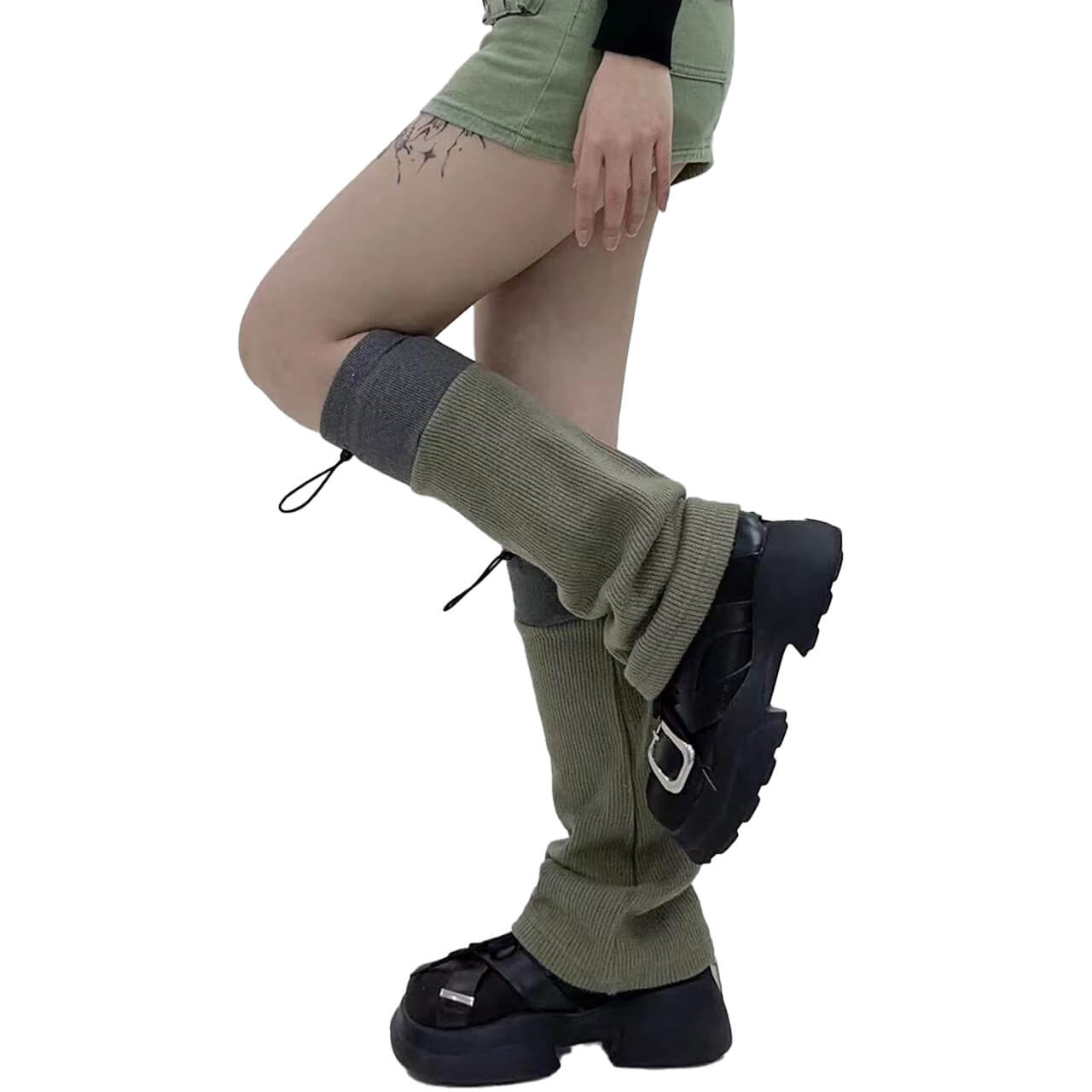 Y2K Fairy Grunge Dark Green Leg Warmers