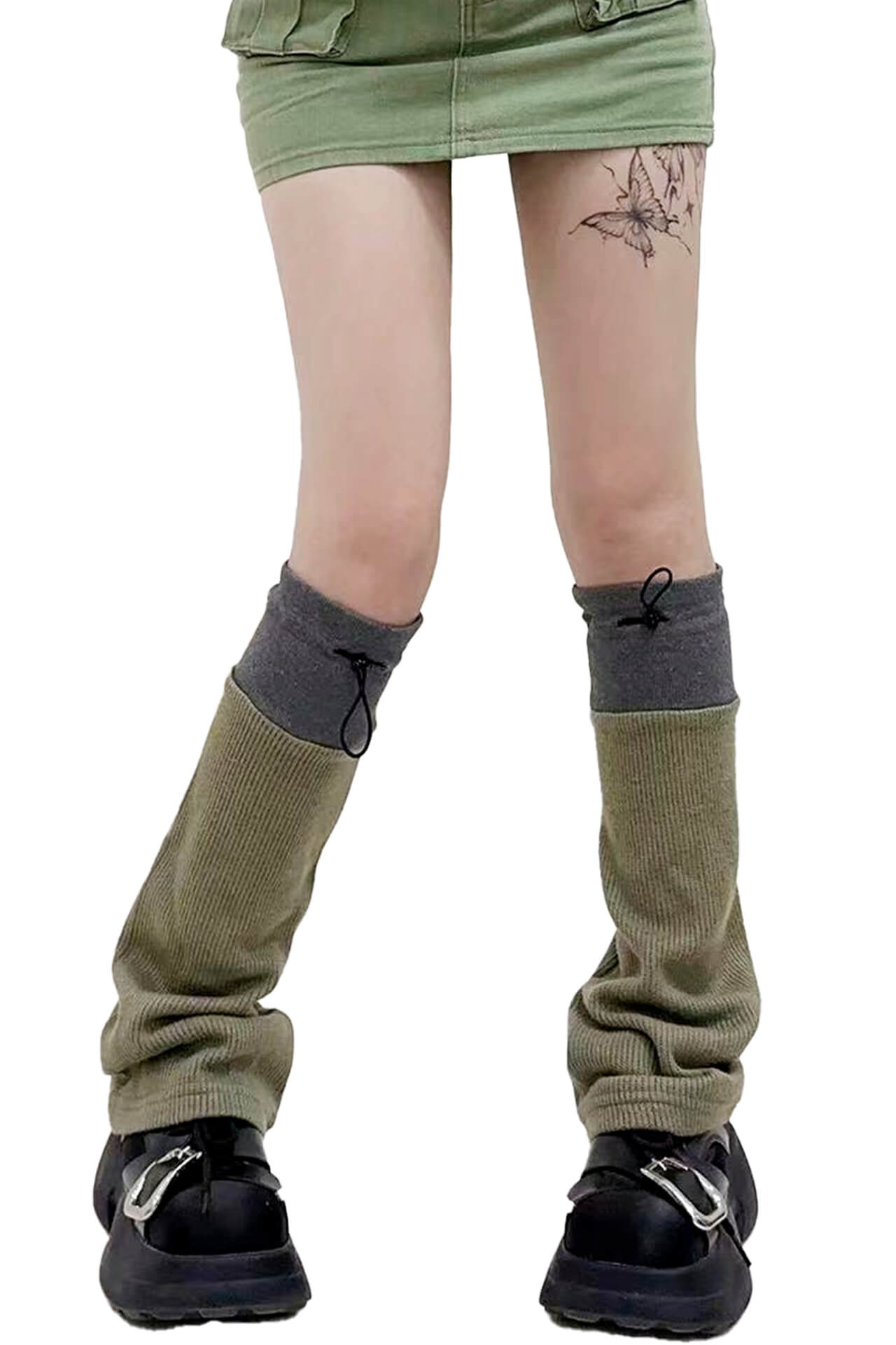 Y2K Fairy Grunge Dark Green Leg Warmers